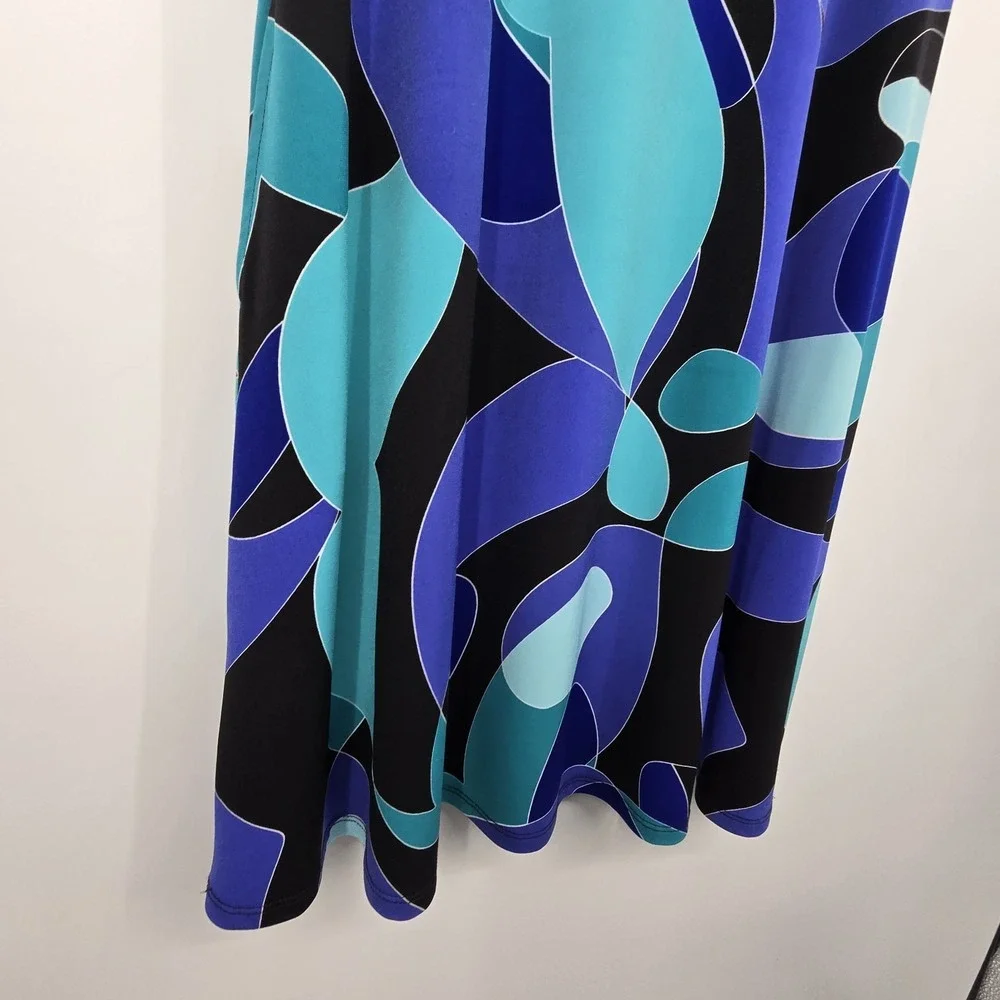 Joseph Ribkoff Abstract Dress Womens 10 Blue Stretch Swing Comfort‎ Artsy Office
